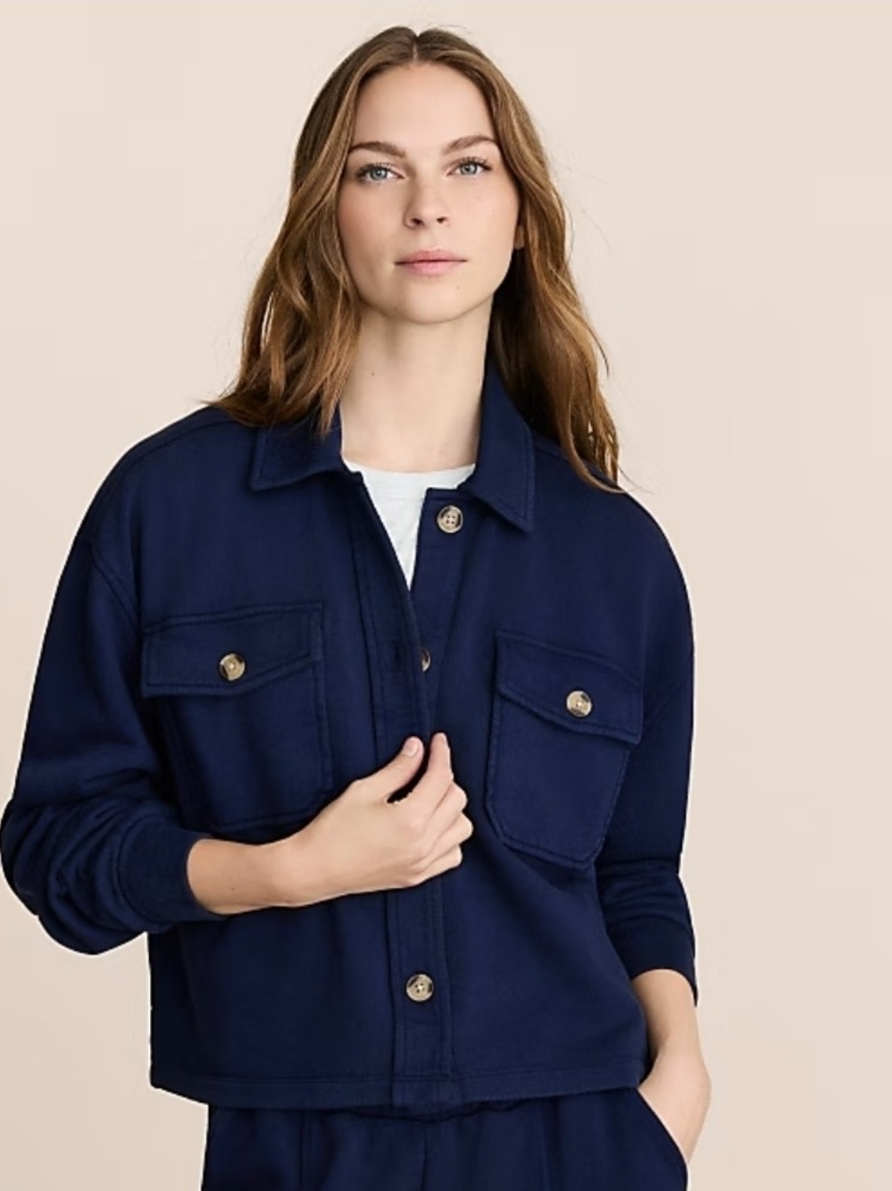 Lou & Grey Navy Utility Jacket with Front Flap Pockets